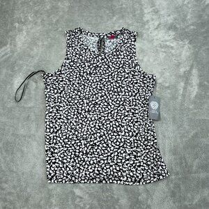 Vince Camuto XS Sleeveless Black & White Floral Blouse NWT 3027